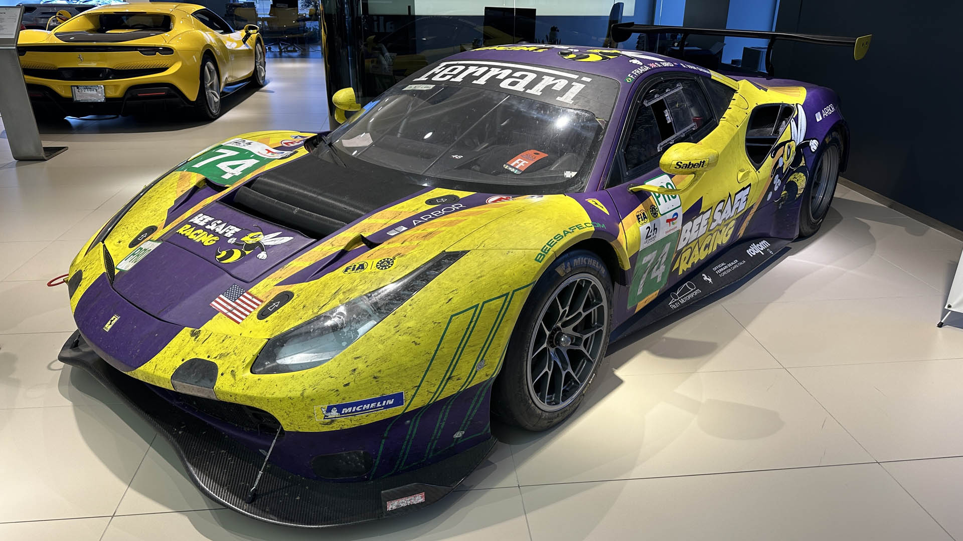 Picture of the Bee Safe Racing Team Ferrari 488 that raced in LeMans